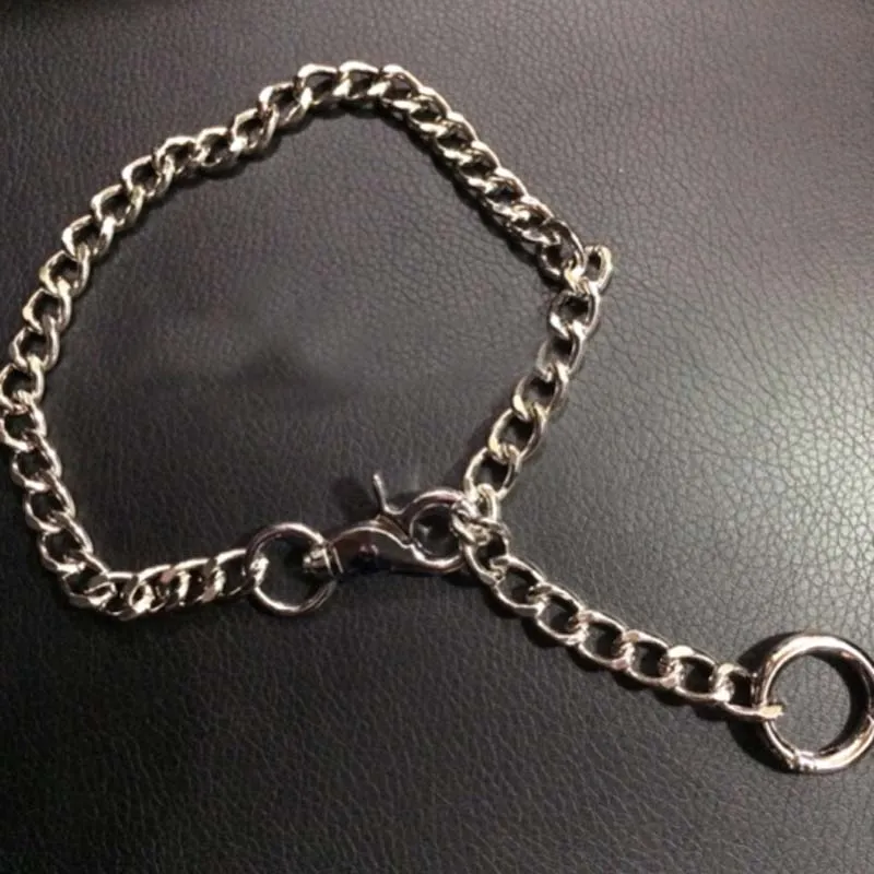 Raffinata collana girocollo a catena in argento fatta a mano per donna uomo ragazza collare a catena in metallo gotico punk con O rotondo