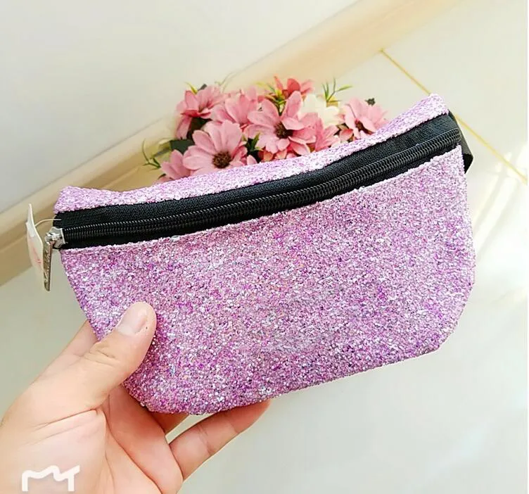 Pink Fanny Pack Bling Shine Belt Bag Irredescent Glitter Sparkle Waist Pack Bag Crossbody Backpack for Women Grils Party