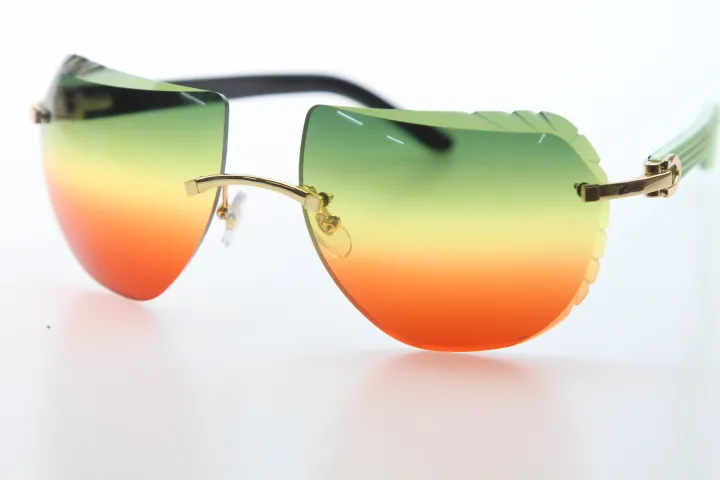 Factory Wholesale Sunglasses 8200763 Black Mix Green Plank Glasses design 2020 Hot Rimless Sunglasses New Shield Optical Unisex