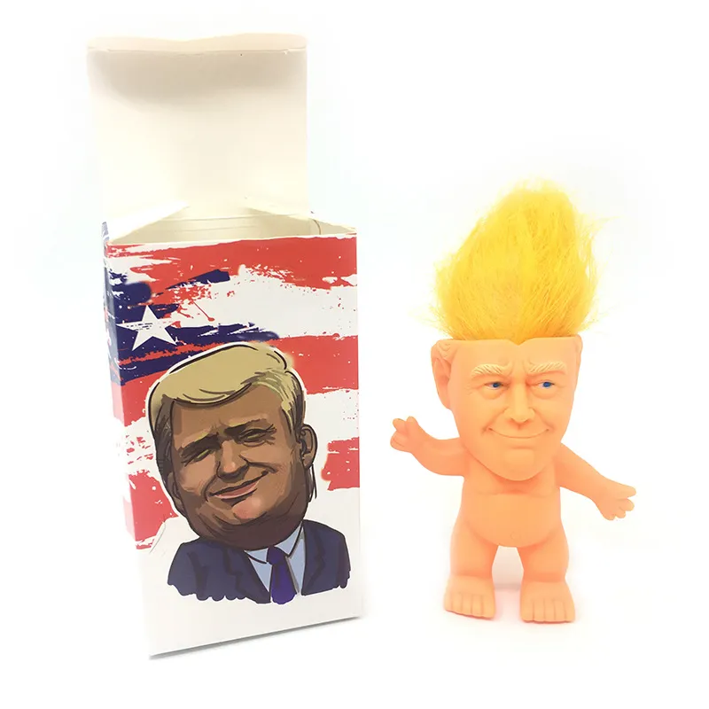 10cm mini Cute Simulation Donald Trump Figurine Doll With Without Clothes Trump Hand-made Ornaments Toys Decoration with Box Packaging DHL