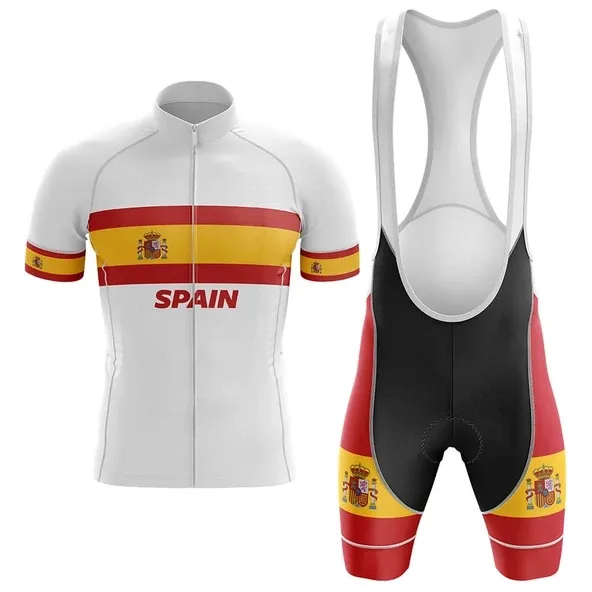 2024 Espagne Jersey Cycling Set Summer Mountain Bike Vêtements Pro Bicycle Cycling Jersey Sportswear Suit Maillot Ropa Ciclismo