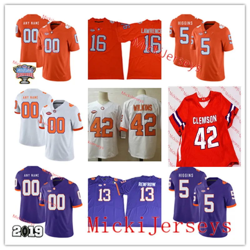 Mens Custom Clemson Tigers Football Jersey Trevion Thompson Tee Higgins