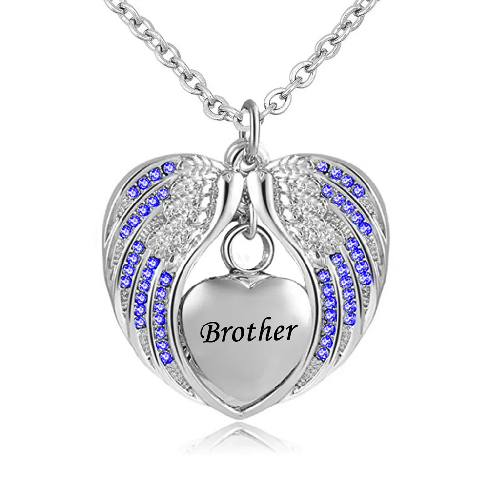 Angel Wing Urn Collana per Ashes Cremation Memorial Keepsake Cuore Ciondolo Birthstone Collana per gioielli fratello