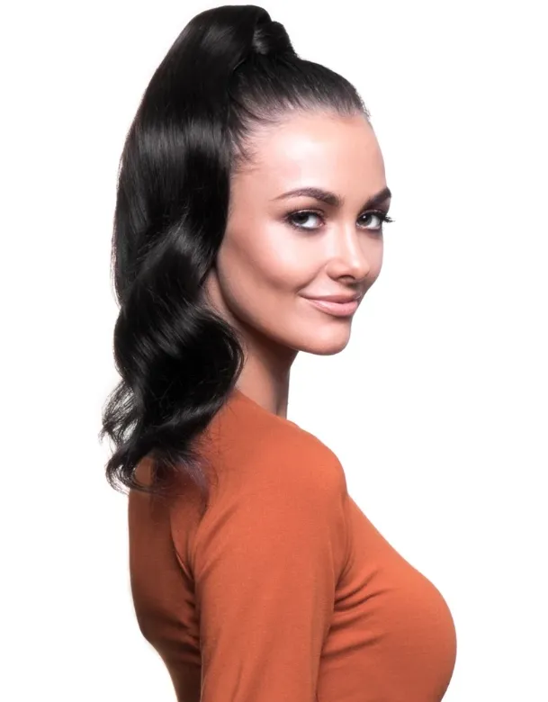 Falisty Klips Ponytail Clip In Human Włosy 16 cali 1 SZTUK Okładki wokół ciała Wave Sznurek Ponytail Hairpiece 120g Darmowa Wysyłka