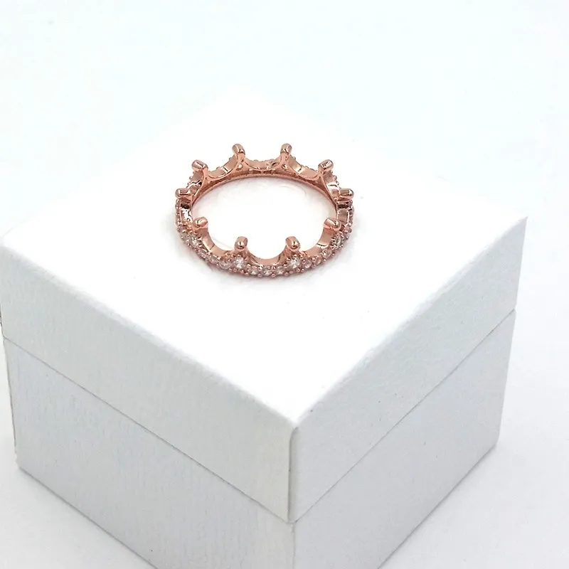 Wholesale- creative temperament ring for Pandora 925 sterling silver plated rose gold crown ring fashion single product ring birthday gift