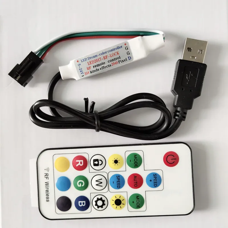 5V Kontroler LED USB 17Key SP103E RF bezprzewodowy pilot zdalny dla WS2811 WS2812B Driver IC Kolny pasek RGB LED 5050