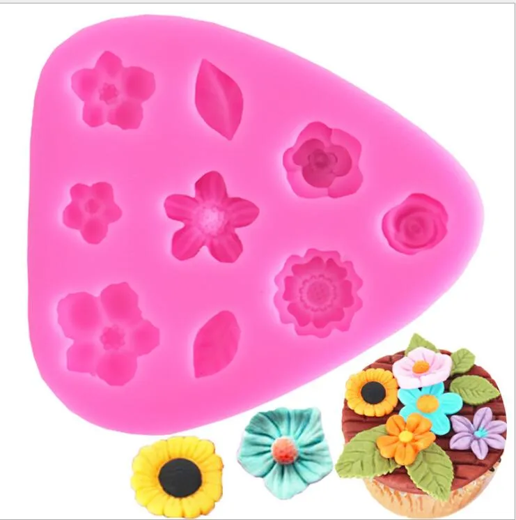 Flores Silicone Bolo Soap Molds DIY Fondant Ferramentas Sugarcraft Bakeware Bolo Decoração Bakeware Ferramentas 3D Formulário