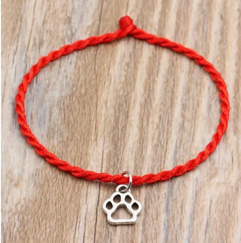 Modisches Hundepfoten-Druck-Anhänger, rotes Faden-Schnur-Armband, glückliches handgefertigtes Seil-Armband für Damen und Herren, Schmuck, Liebhaberpaar