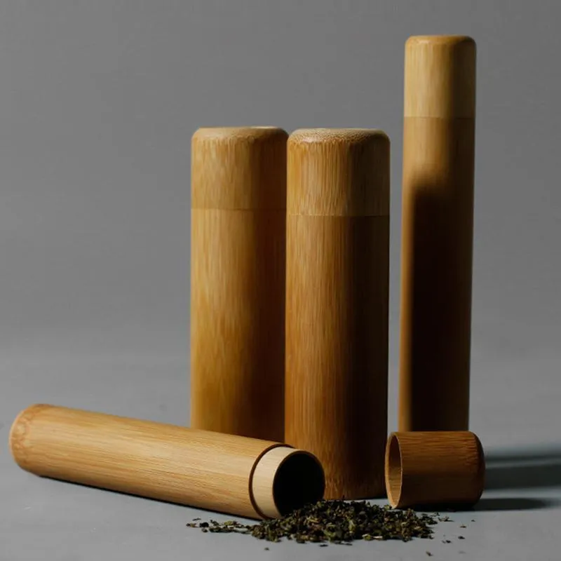 Preferenza 3 dimensioni contenitore per tè in bambù fatto a mano portaspezie scatola di immagazzinaggio organizzatore foglie di tè bottiglia di stoccaggio tubi barattoli di spezie232I
