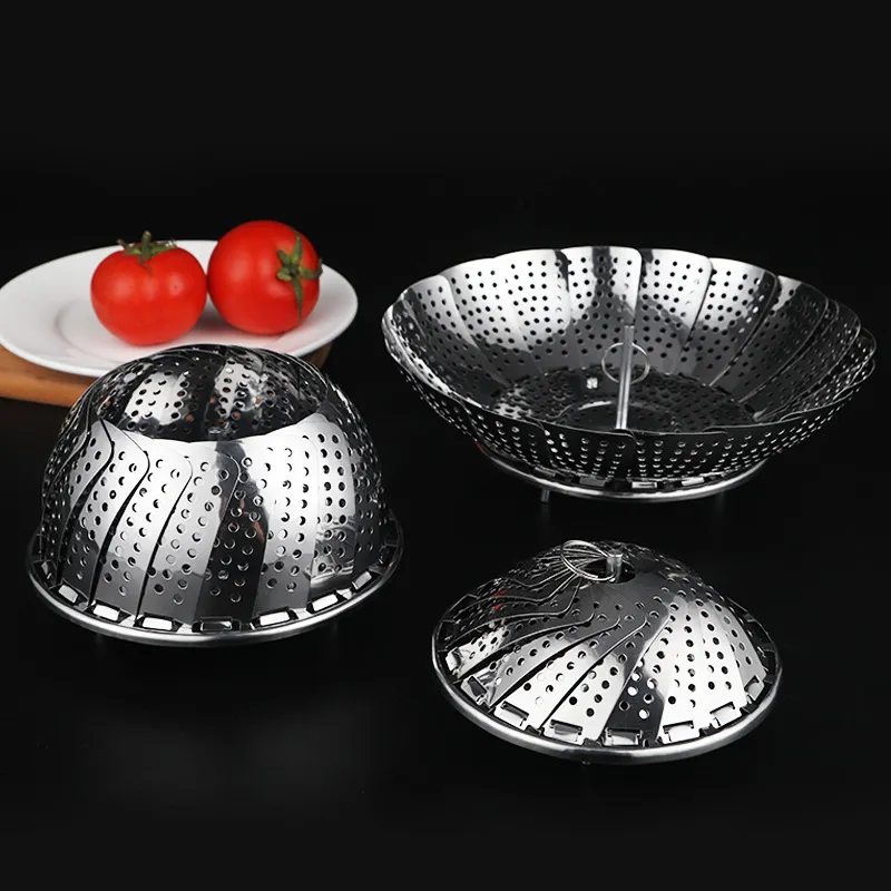 60 Pcs Vegetable Steamer Basket Stainless Steel Food Basket Folding Mesh  Vegetable Vapor Cooker Kitchen Tool Wholesale - AliExpress