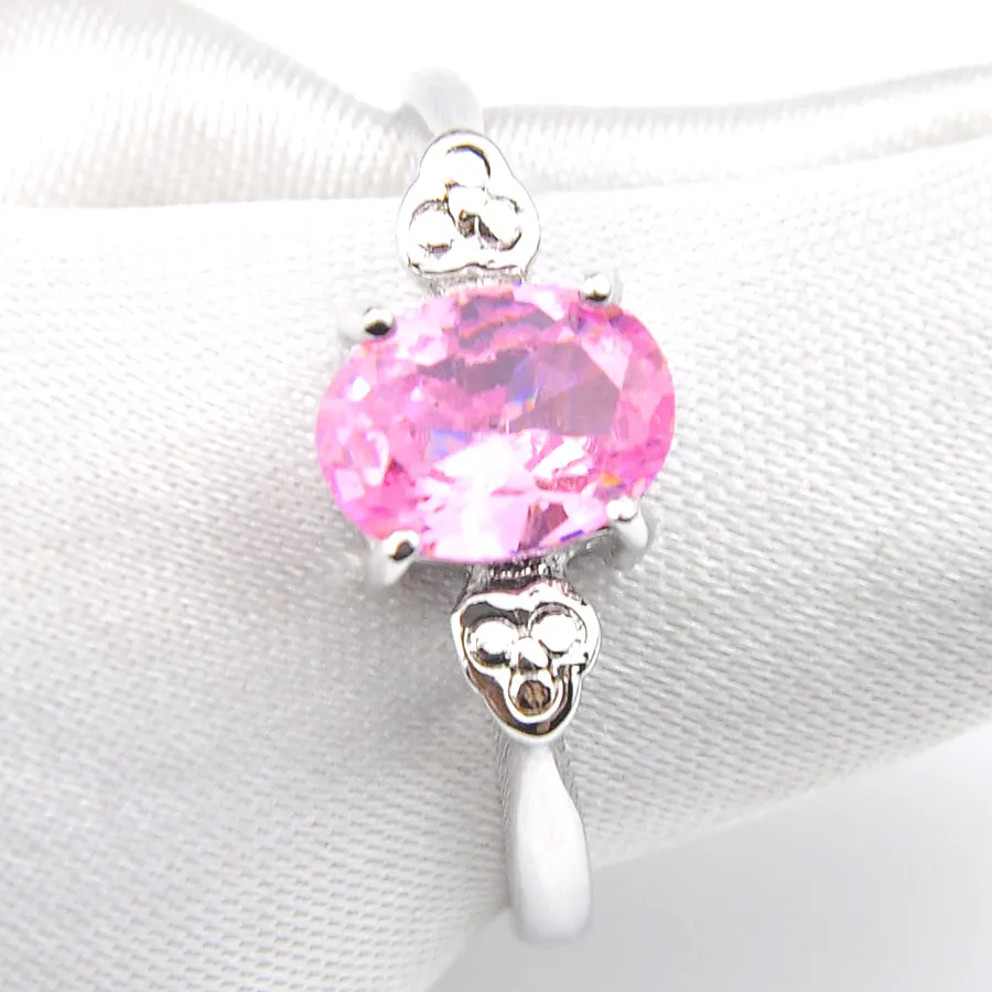 Senaste Design Luckyshine Oval Ringar 925 Silver Rosa Kunzite Gems Mode Smycken Förlovningsringar Australien USA Holiday Gift Rings