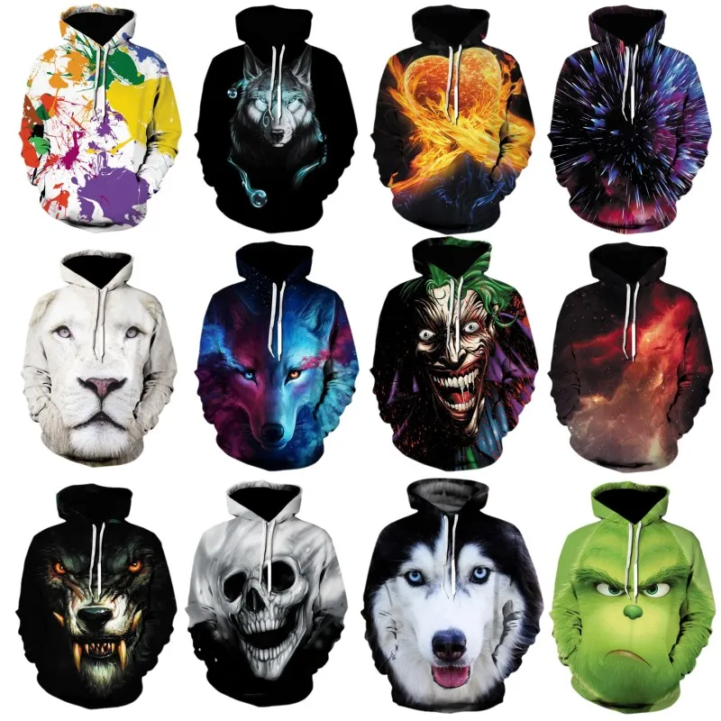 2020 yeni moda erkek 3D erkek ve kadınların Şık Çift taraflı baskı sweatshirt Hip hop Büyük kapşonlu için hoodies baskılı kapüşonlu s-5XL