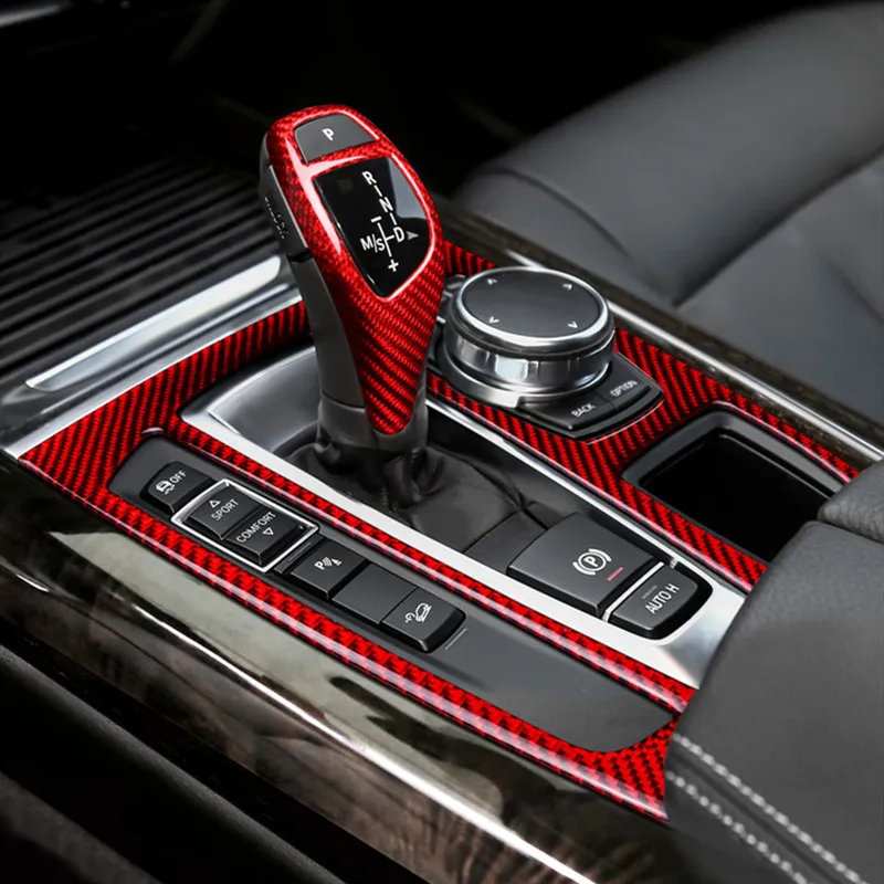 Cadre de changement de vitesse de Console centrale en Fiber de carbone, garniture autocollante de décoration pour BMW X5 X6 F15 F16 2014 – 2019, accessoires d'intérieur