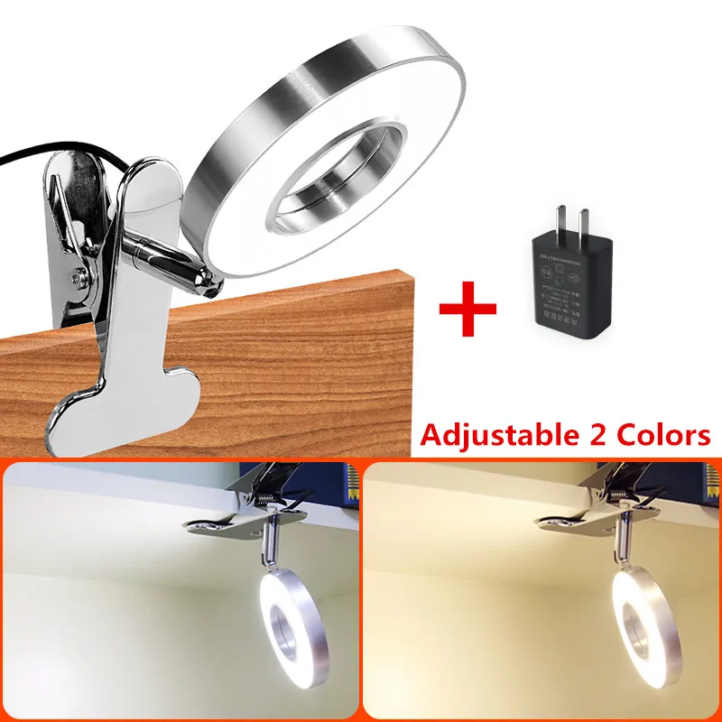 Clip Holder Led abajur de cabeceira Lamp Livro Luz Night Light para o quarto Sala decoração de casa ajustáveis ​​2 cores
