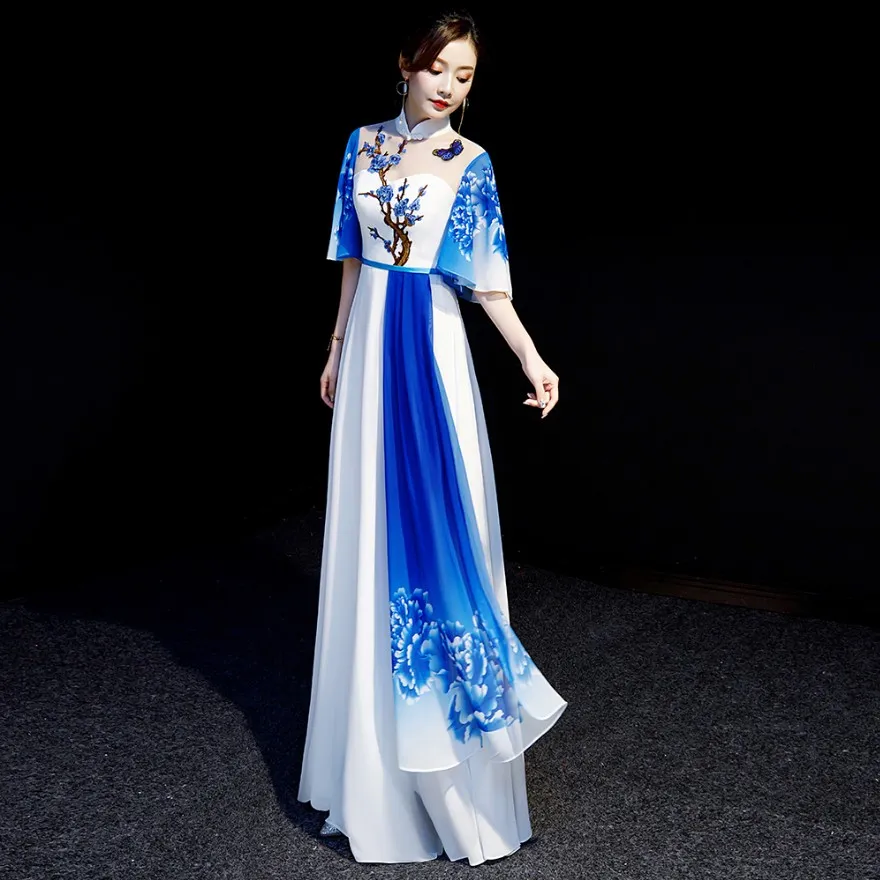 Robe longue de Style vietnamien ao dai pour femmes, vêtements ethniques traditionnels, robe élégante, cheongsam chinois, nouvelle collection