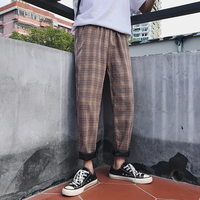 Yellow plaid track pants shop