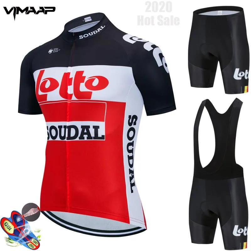 2020 Team Soudal Cykling Jersey 19D Bike Shorts Set MTB Ropa Ciclismo Mens Kortärmad Cykelskjortor Maillot kläder