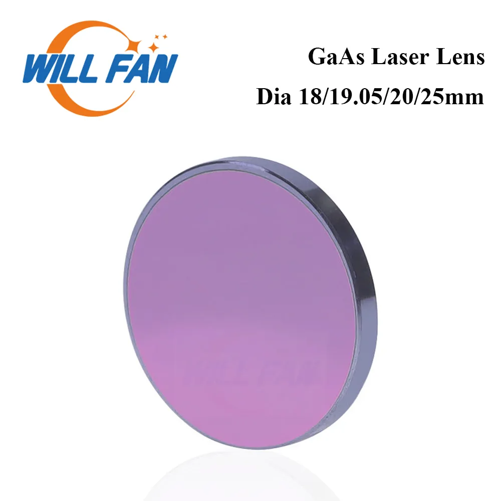 Will fläkt GaAs Laser Lens 20mm 25mm FL50,8mm 63,5 mm 76,2mm för CO2 Lasergraveringsmaskin