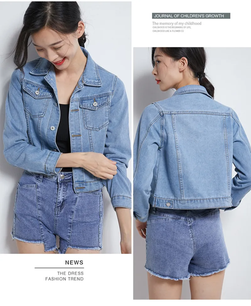 Jeans Jacket and Coats for Women 2019 Autumn Candy Color Casual Short Denim Jacket Chaqueta Mujer Casaco Jaqueta Feminina (5)