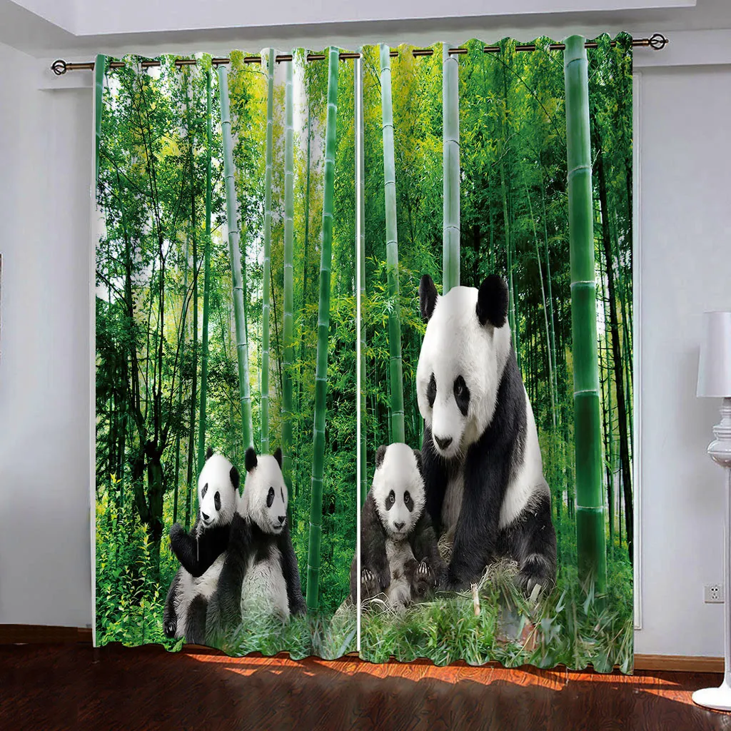Djur i bambu skogsfönster 3d gardin till sovrum vardagsrum kontor hotell hem dekorativ vägg anpassad storlek