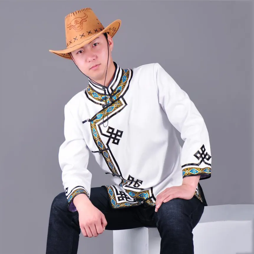 Homens roupas Étnicas Primavera Outono de Alta Qualidade estilo Ásia Trajes masculino nacional da Mongólia Top gola retro jaqueta