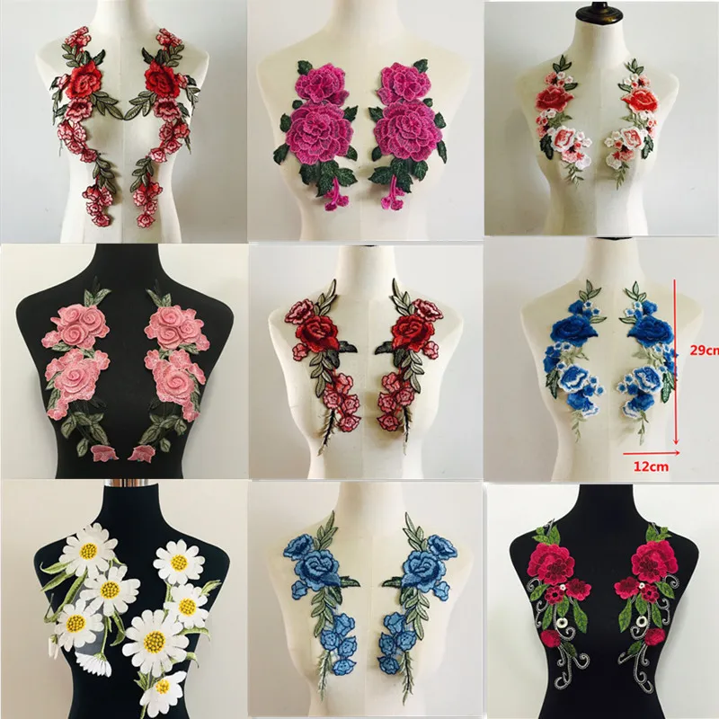 2 teile/satz Rose Blume Stickerei Patches Aufkleber für Kleidung Parches Para La Ropa Applikation Stickerei Blume Patches