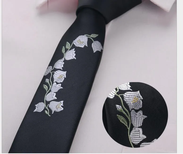 2019 neue schmale blume stickerei hochzeit polyester krawatte mode koreanischen ausgabe zubehör männer krawatte