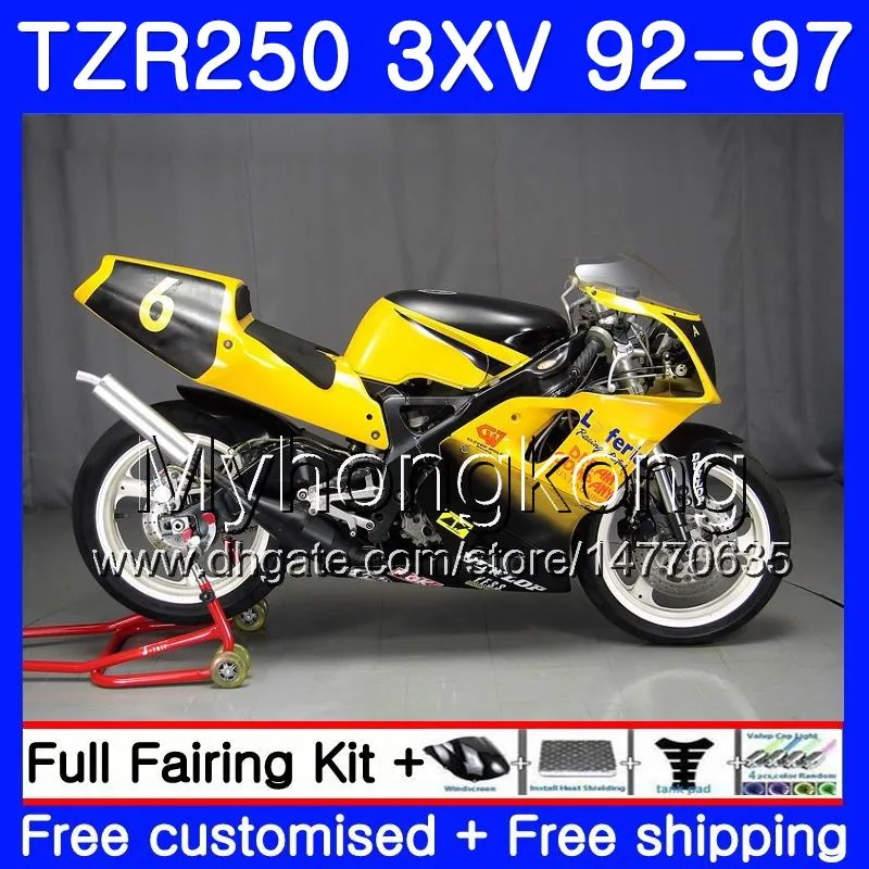 Zestaw dla Yamaha TZR 250 3XV YPVS TZR-250 92 93 94 95 96 97 245 HM.22 TZR250RR RS TZR250 1992 1993 1994 1995 1996 1997 Yellow Black Top Fairing