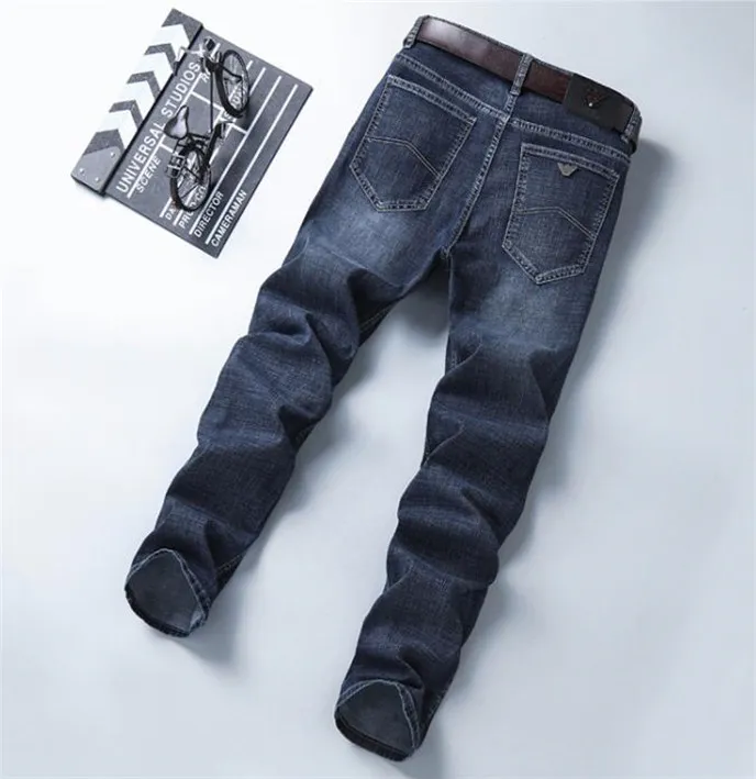 Mode-lyxtryck Designer Stretch Jeans Herr Lång Rak Mid Midja Herr Jeans Homme Kläder