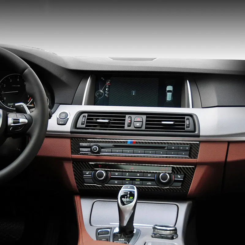 Für BMW F10 F11 5 Serie Innenverkleidung Carbon Faser Auto CD Bedienfeld  Aufkleber AC CD Panel Rahmen Zubehör für 520i 525i