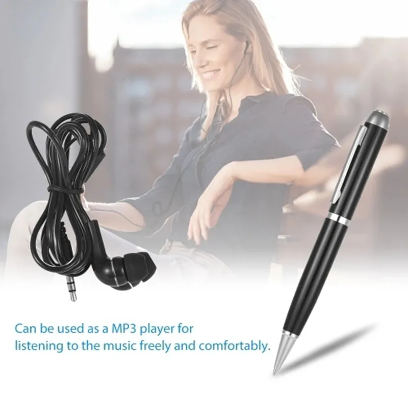 16GB Mini Digital Voice Recorder Pen SK-025 Bärbar Mini Sound Audio DictAfone inspelningsenhet med USB-kabel öronpropp för föreläsningsklass