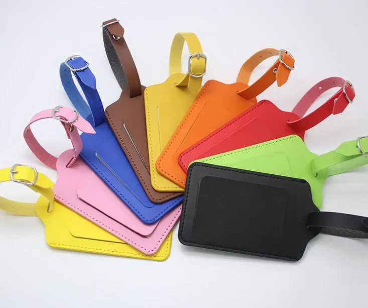 20pcs 8Colors PU Leather Suitcase Luggage Tag Label Bag Pendant Handbag Portable Travel Accessories