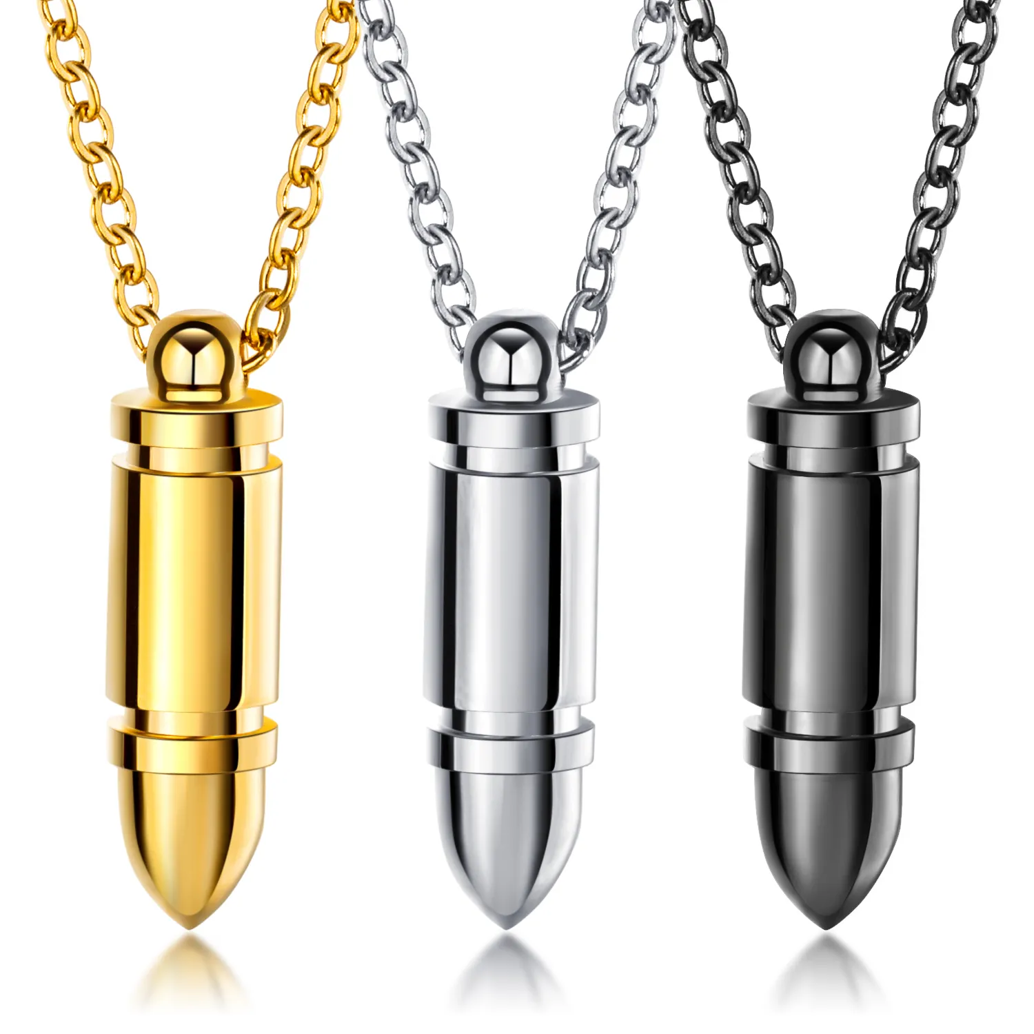 Punk Gift Mens 'Chunky Bullet Hanger Ketting in roestvrij staal