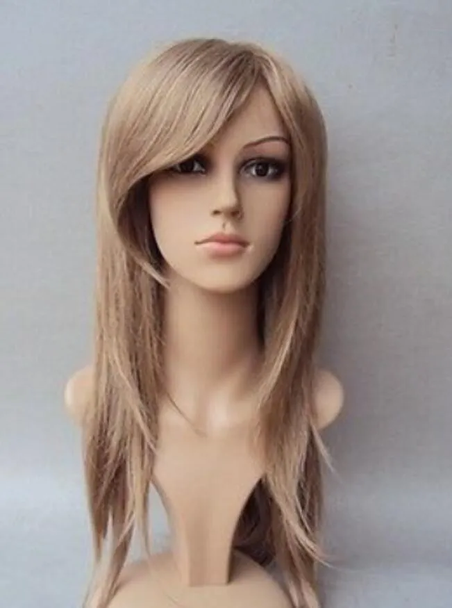 Peruca frete grátis Hot Long camada elegante peruca de cabelo na cor loira