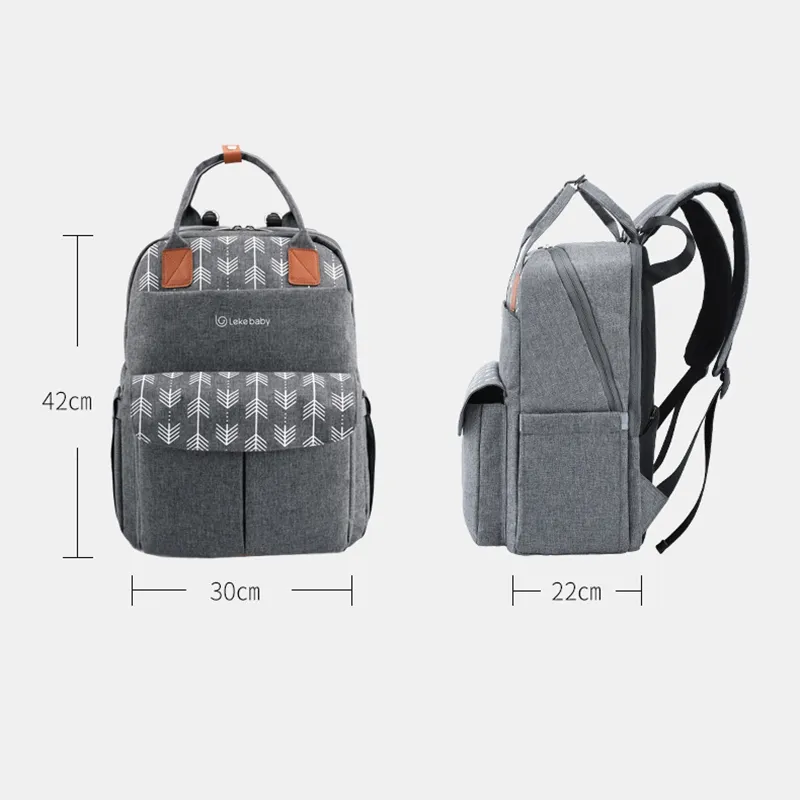 Lekebaby large diaper bag backpack for deals mom in grey with arrow print