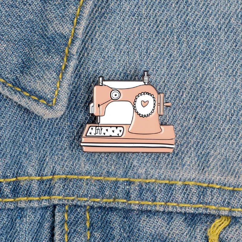 Cartoon Sewing Machine Enamel Pins Dressmaker Handcraft Brooches Metal Badge Jeans Bag Jewelry Gift Friend