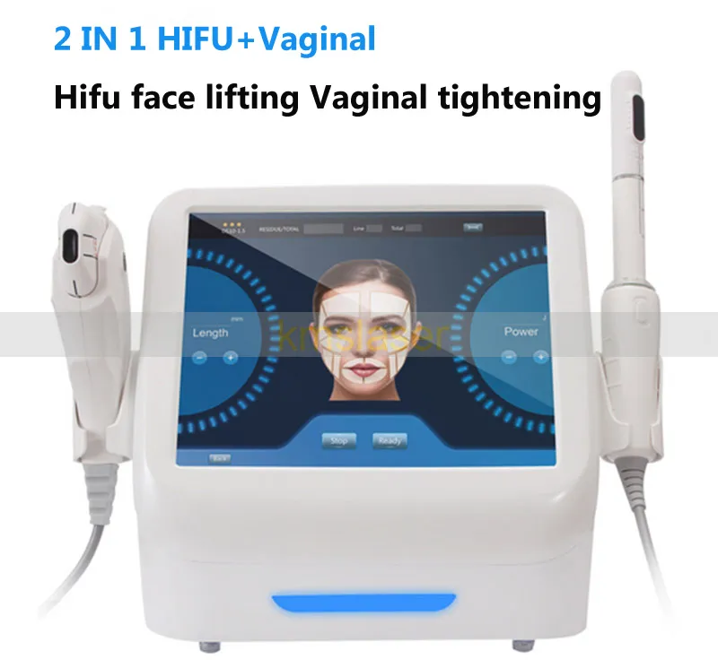 Peau HIFU Machine de serrage vaginal machine minceur du corps de la machine de levage de visage élimination des rides deux poignée peut travailler ensemble