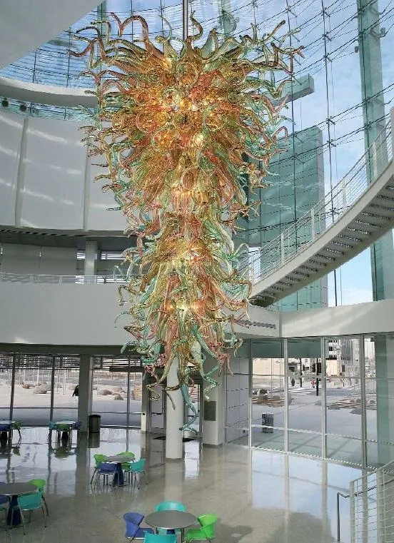 100% Mouth Blown CE UL Borosilicate Murano Glass Dale Chihuly Art Hall Pendant Lobby Italian Crystal Chandelier