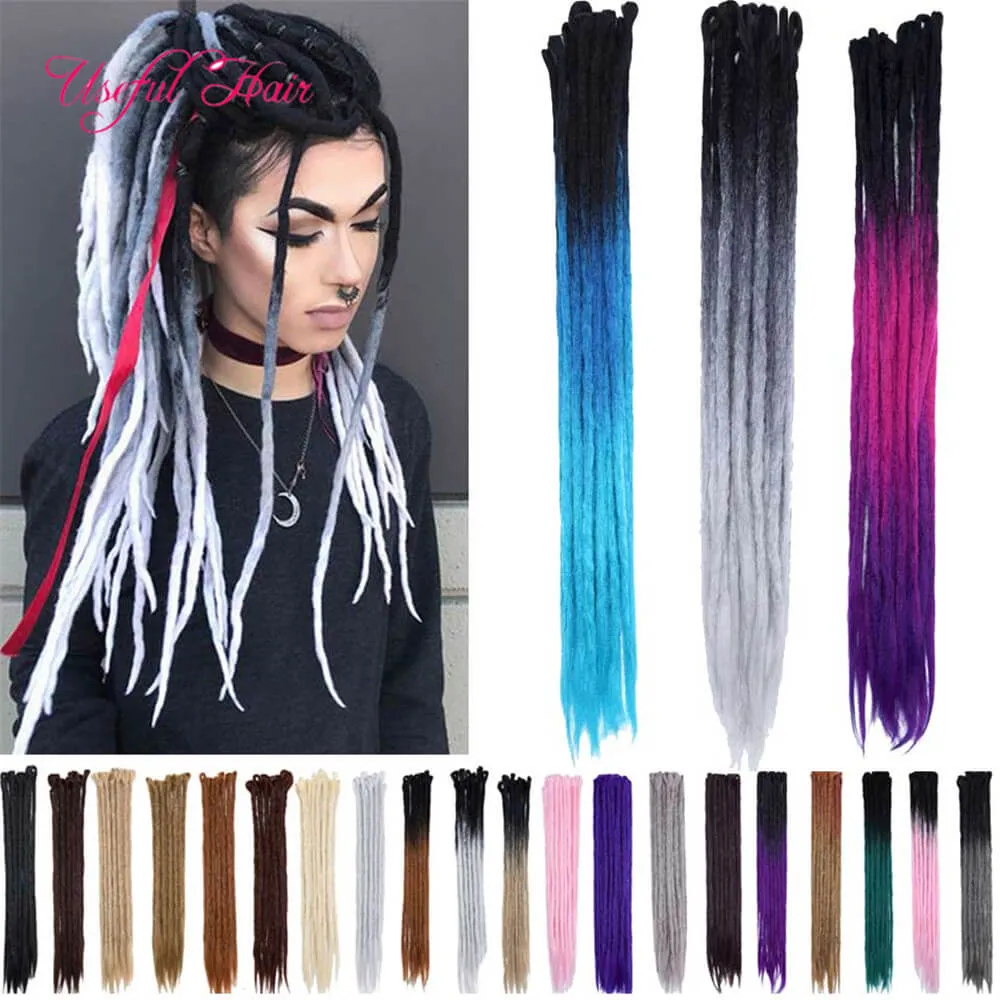 Estensioni dei capelli intrecciati sintetici 20 pollici Ombre Colore marrone Dreadlocks lisci morbidi Faux Locs Trecce all'uncinetto Capelli intrecciati sintetici