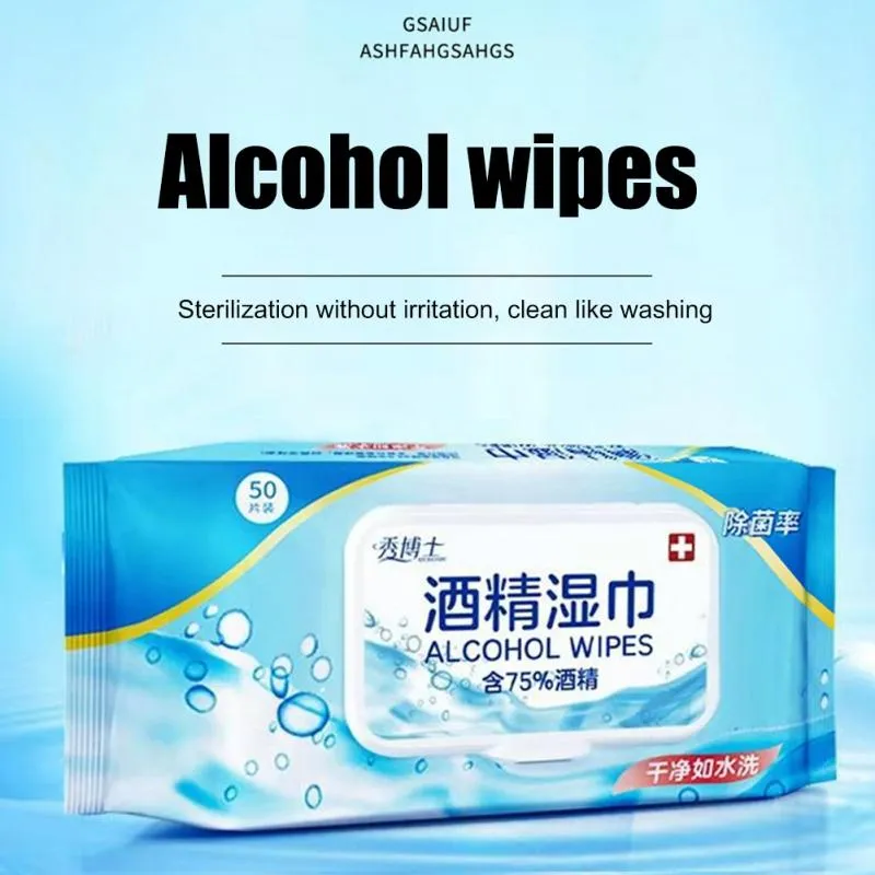 50PC / Pack Desinfektion Portable Alkohol Swabs Pads Wipes Antiseptisk Cleanser Rengöring Sterilisering Första hjälpen Hem