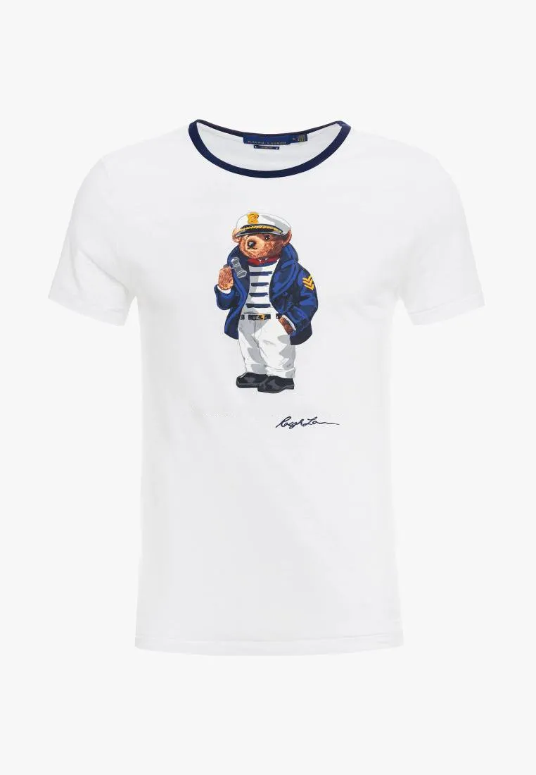 US Polos Bear Shirt Men Martini Bear Tshirt USA krótkie rękaw standardowe eu brytyjskie koszule hokej kapitan granatowy