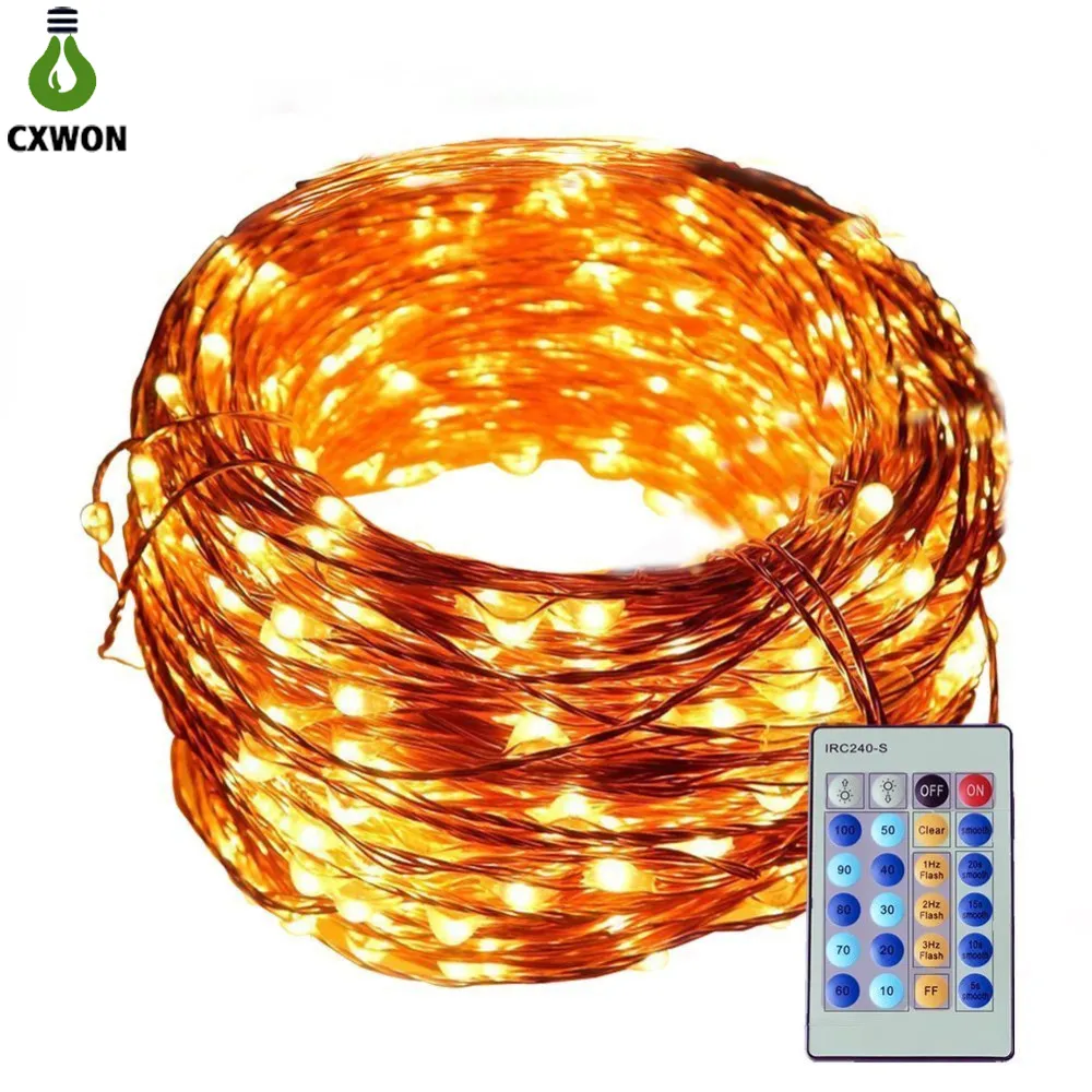 DC12V Copper Wire Light String Light 30m 300LEDS z kontrolerami RGB Bajki światła dla XMS Party Holiday Lighting