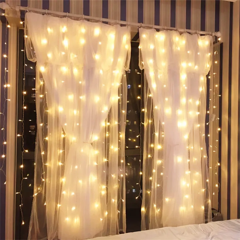 3M X 2M Christmas Lights 110V 220V Romantic Fairy Star LED Curtain String Lighting For Holiday Wedding Garland Party window Decoration light