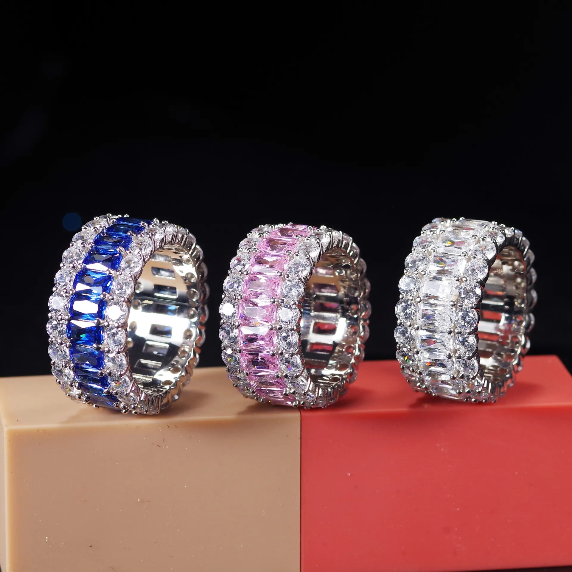 Bread Diamond Ring S925 Sterling Silver Full Iced... From Szym558 