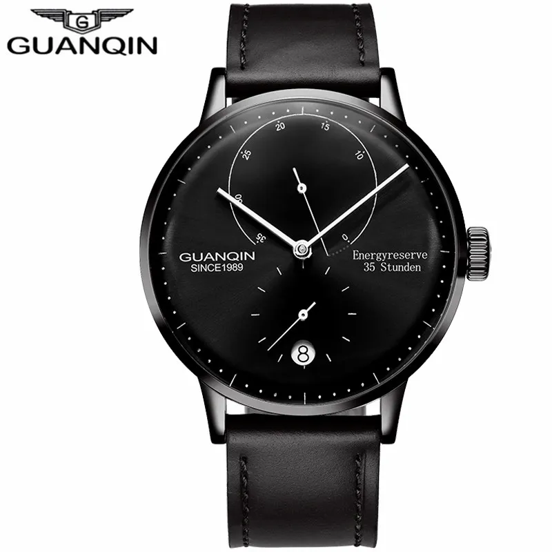 GUANQIN Hommes Montres Top Marque De Luxe Automatique Date Hommes Casual Mode Horloge Étanche En Cuir Véritable Mécanique Montre-Bracelet