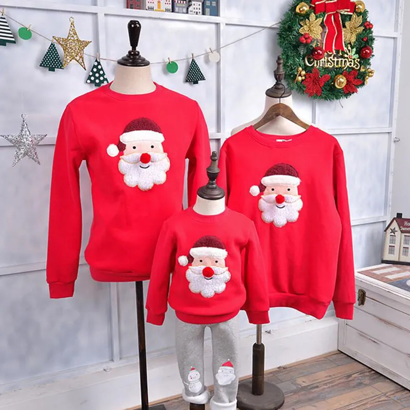Подходящие комплекты для семьи Зимний свитер Теплая детская одежда Детская рубашка