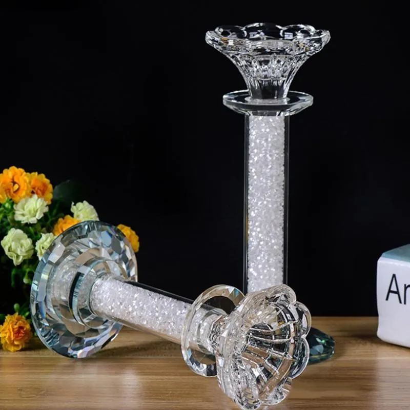 New Upscale Europeia Crystal Suporte De Vela iluminação da decoração de mesa do quarto casamento de casamento romântico Supplies Cristal Candlestick