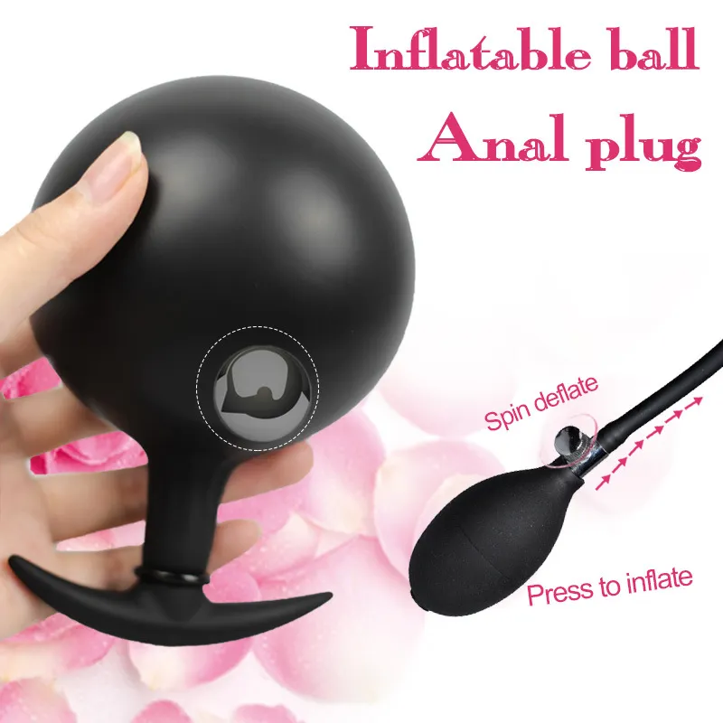 Boule en acier intégrée Plug anal gonflable Boule vibrante Jouets d'arrière-cour pour hommes et femmes Dispositif de masturbation Dilatateur d'anus Fournitures pour adultes
