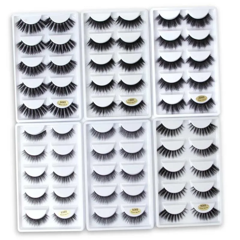 5 Pairs Mink Eyelashes 3D False Lashes Thick Crisscross Makeup Eyelash Extension Natural Volume Soft Fake Eye Lashes G800 G806