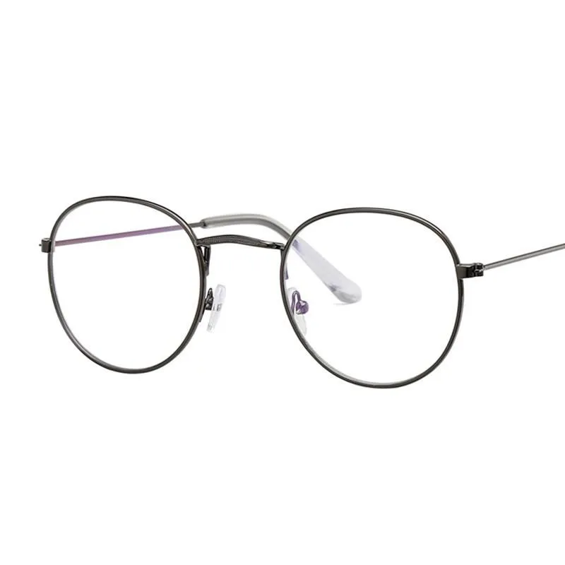 Round Glasses Frame Men Anti Blue Light Sunglasses Women Fake Gold